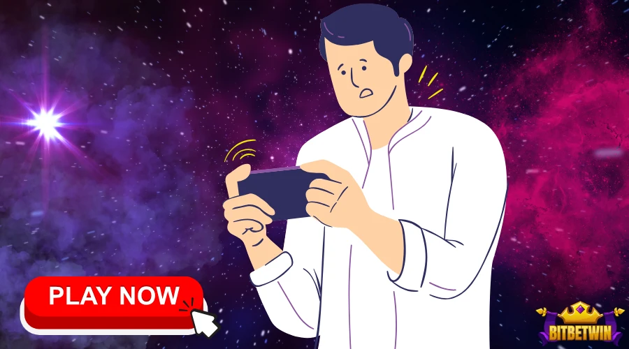 mobile casino player illustration and play now icon