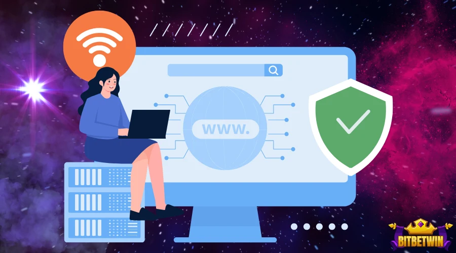 safe  web access illustration on desktop computer